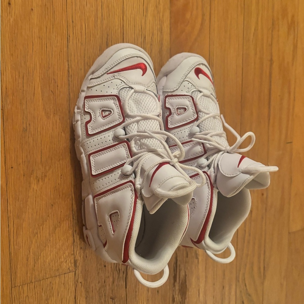 Nike White and Red Uptempo